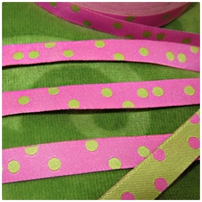 Farbenmix Webband Punkte lime-pink