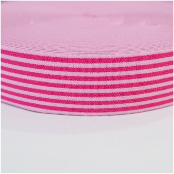 Gummiband gestreift, 40mm, rosa-pink
