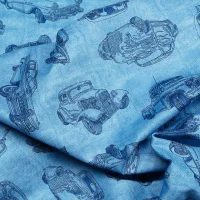 Baumwolle in blau mit Oldtimern – Motorin