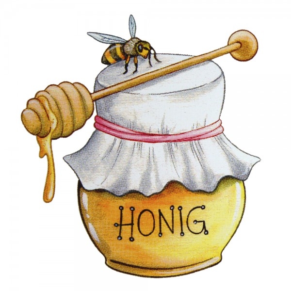 Safuri Bügelbild Honigglas mit Biene