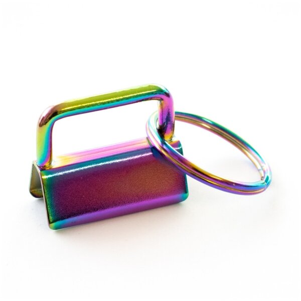 Schlüsselanhänger Klemme Rohling 25mm Regenbogen