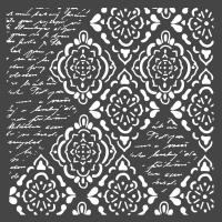 Stamperia Schablone - Wallpaper Rhombus & Writings 18x18cm