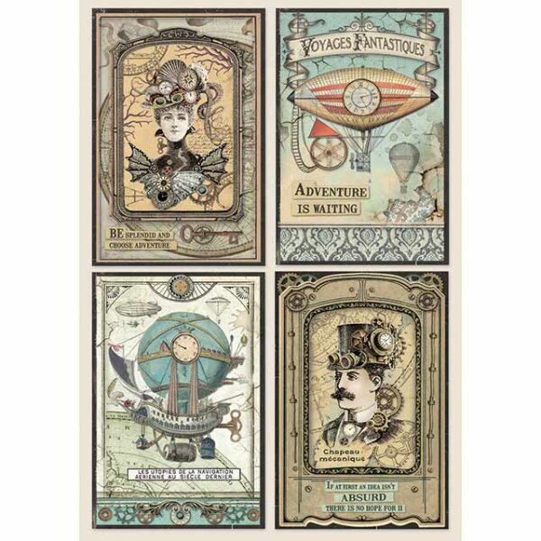 Stamperia Reispapier A4 Voyages Fantastiques Cards