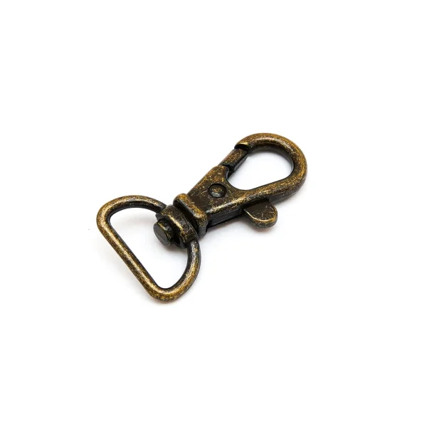 Karabiner für 15 mm Band - Altmessing