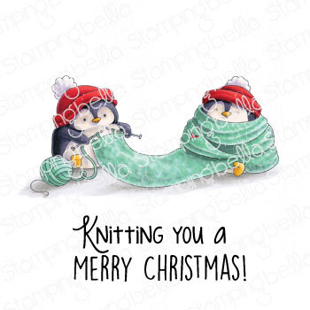 Stamping Bella Cling Stempel - Knitting Penguin