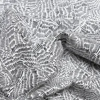 Baumwolle Kushukuru – schwarze Strichli auf weiss