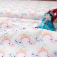 3 Wishes Fabric Baumwolle Regenbogen und Wolken Weiss