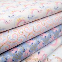 3 Wishes Fabric Baumwolle Regenbogen und Wolken Weiss