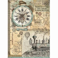 Stamperia Reispapier A3 Voyages Fantastiques Clock
