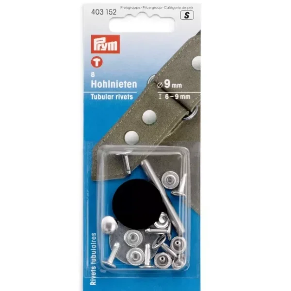 Prym Hohlnieten Silber 9mm 6 - 9 mm 8 Stück