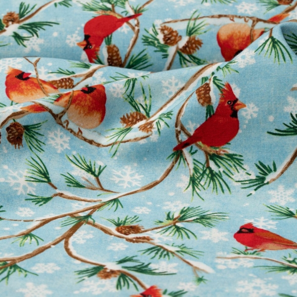 Baumwolle Winterwood Cardinals Ice Blue