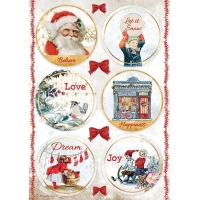 Stamperia Reispapier A4 Classic Christmas Rounds
