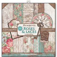 Stamperia Scrapbooking Block 12x12 inch - Roses, dentelles et bois