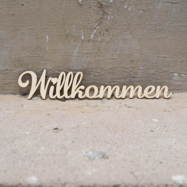 Sperrholz Schriftzug WILLKOMMEN - 3.9x20 cm