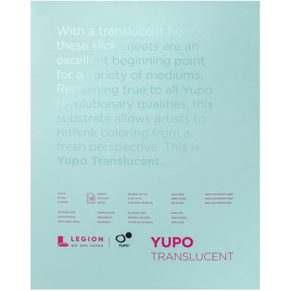YUPO Paper Legion Translucent 28 x 35.5cm 15 Blatt