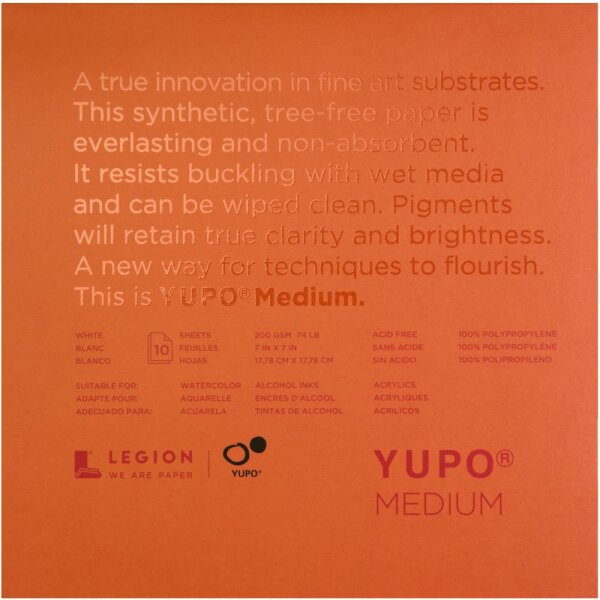 YUPO Paper Legion Weiss Medium 17.8 x 17.8 cm 10 Blatt