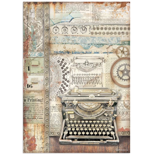 Stamperia Reispapier A4 Lady Vagabond Lifestyle Typing Writer