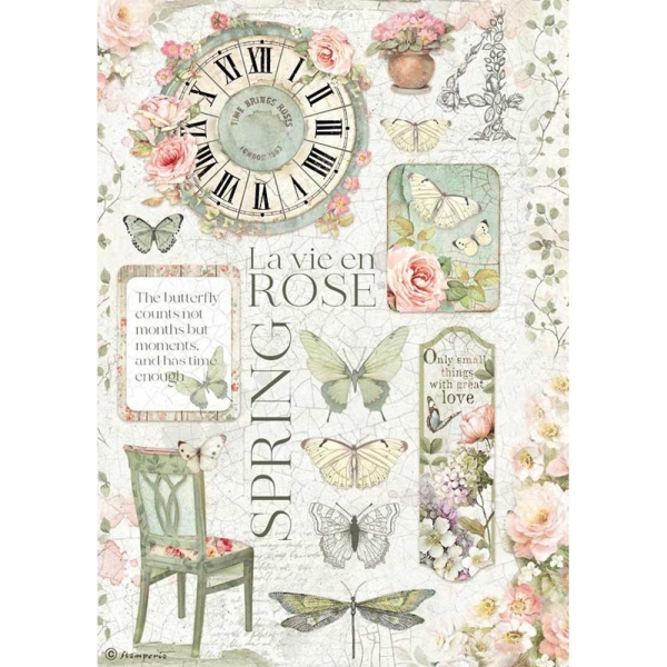 Stamperia Reispapier A4 La Vie En Rose