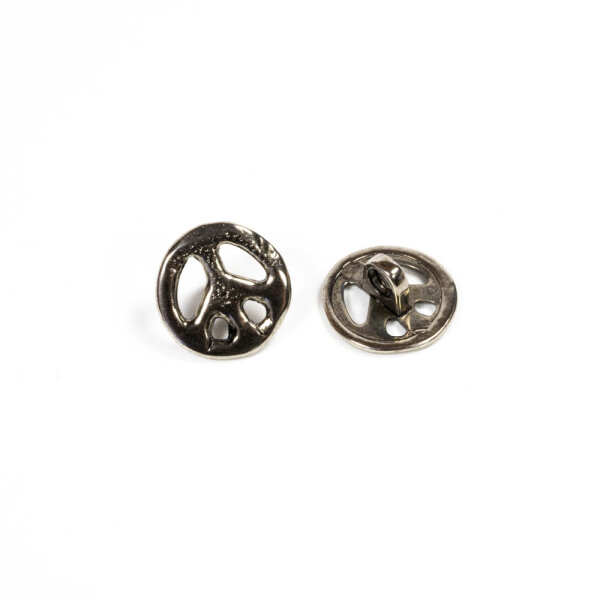 Dekoknopf Vollmetall Knopf PEACE silber 15mm