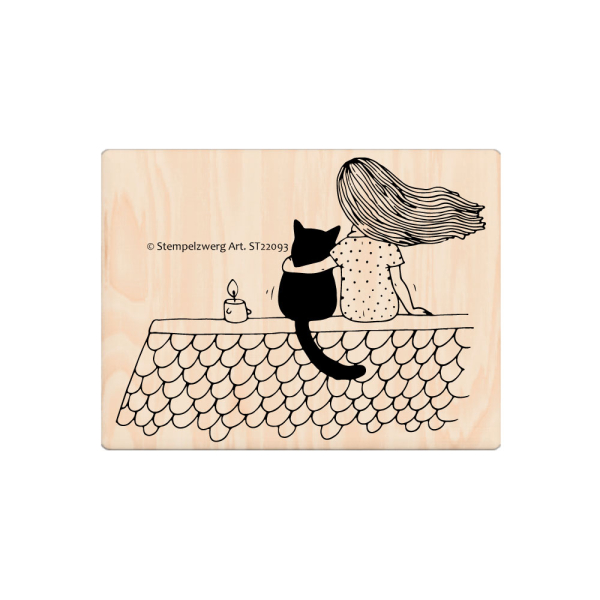 Stempelzwerg Holzstempel "Mädchen mit Katze"