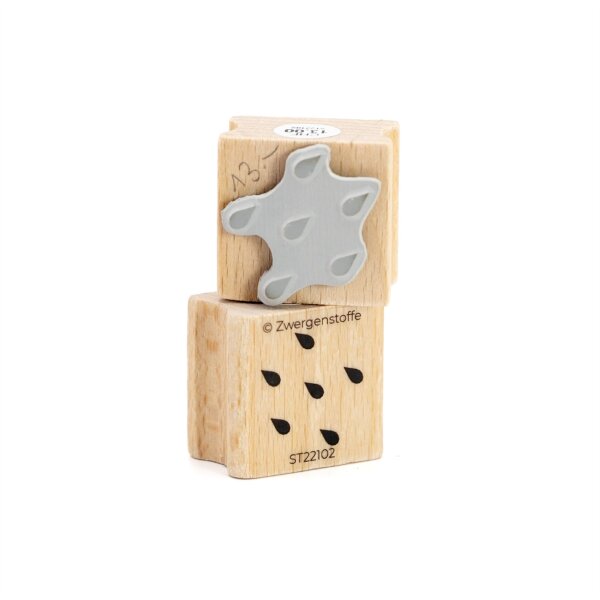 Zwergenstoffe Holzstempel Regentropfen