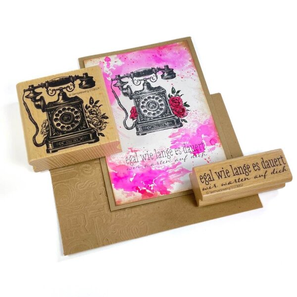 Zwergenstoffe Stempel Vintage Telefon