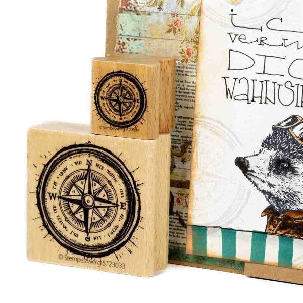 Zwergenstoffe Motivstempel "Vintage Compass" klein