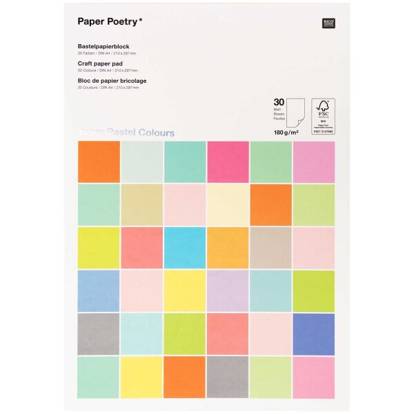 Rico Design Bastelpapier Super Pastel Colors 30 Blatt