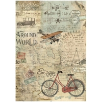 Stamperia Reispapier A4 Around The World Bicycle