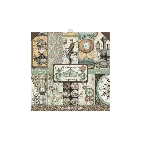 Stamperia Scrapbooking Block 12x12 inch - Voyages Fantastiques
