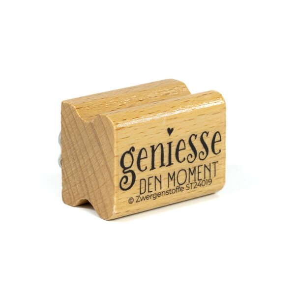 Zwergenstoffe Textstempel «geniesse den Moment»