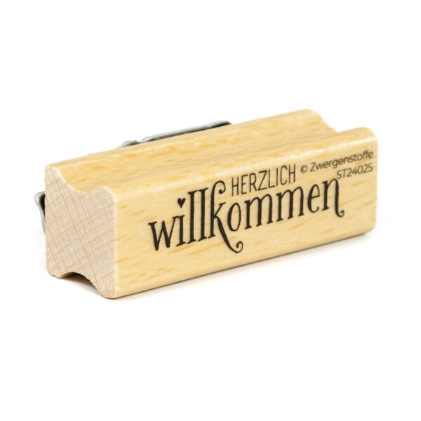 Zwergenstoffe Textstempel «herzlich willkommen»