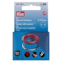 Prym 15 Stk Ösen und Scheiben 14 mm – Rot