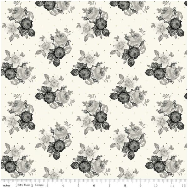 Fat Quarter In Bloom Rosen Grau