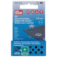 Prym 100 Stk Ösen und Scheiben 4 mm – Silber