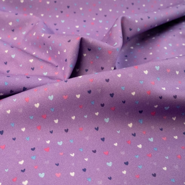 Fat Quarter Baumwolle Herzchen auf Lila 45x55 cm