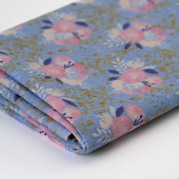Fat Quarter Baumwolle Unicorn Utopia - Blumen auf fliederblau 45x55 cm