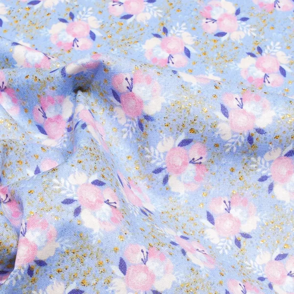 Fat Quarter Baumwolle Unicorn Utopia - Blumen auf fliederblau 45x55 cm