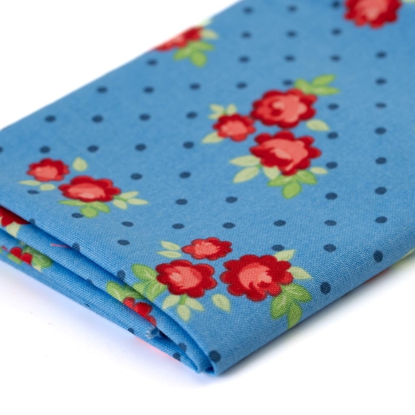 Fat Quarter Baumwolle Baumwolle Harry & Alice - kleine Blumen auf blau 45x55 cm