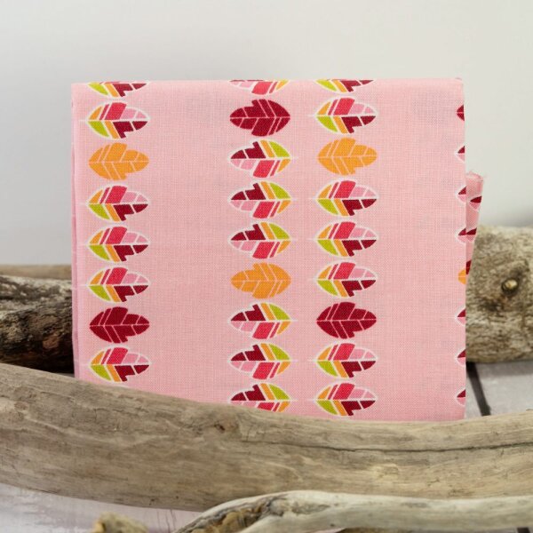 Fat Quarter Baumwolle Blättchen auf Rosa 45x55 cm