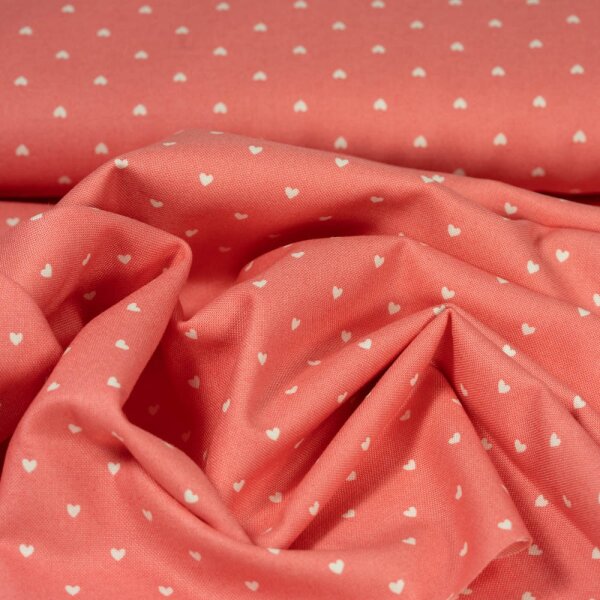 Fat Quarter Baumwolle Love Note Herzchen Koralle 45x55 cm