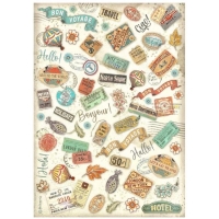 Stamperia Reispapier A4 Art Of Travelling Labels