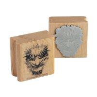 Zwergenstoffe Holzstempel Straussenkopf