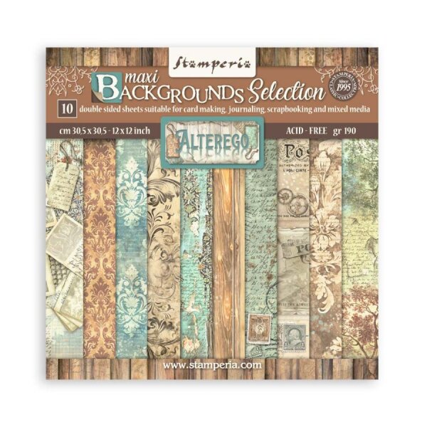 Stamperia Scrapbooking Block 12x12 inch - Alter Ego Background Selection