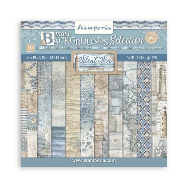 Stamperia Scrapbooking Block 12x12 inch - Silent Sea Background Selection