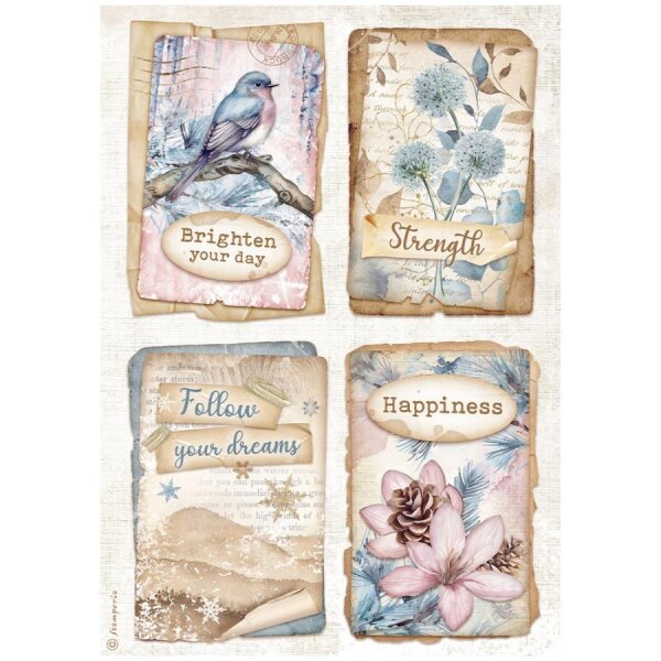 Stamperia Reispapier A4 Create Happiness Dewdrops Cards