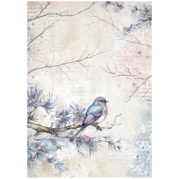 Stamperia Reispapier A4 Create Happiness Dewdrops Bird