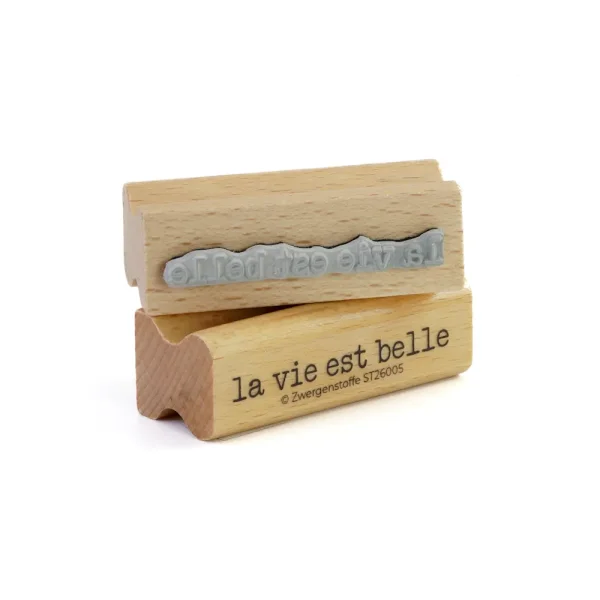 Zwergenstoffe Textstempel «la vie est belle»