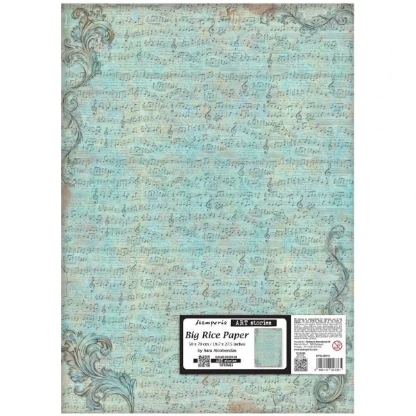 Stamperia Big Rice Paper 50 x 70 cm Symphony Sheet Music Pattern