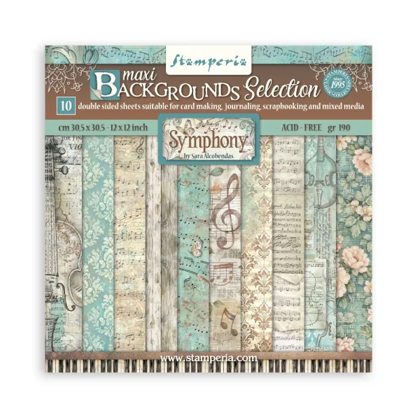 Stamperia Scrapbooking Block 12x12 inch - Backgrounds Symphony